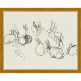 SA319-BUNNIES SKETCH Hand framed in a transitional gold frame. Finished Size: W 15.25 in x H 12.25 in