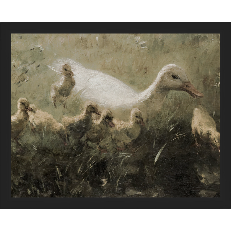 SA320-DUCKLINGS Hand framed in a matte black frame. Finished Size: W 15.25 in x H 12.25 in