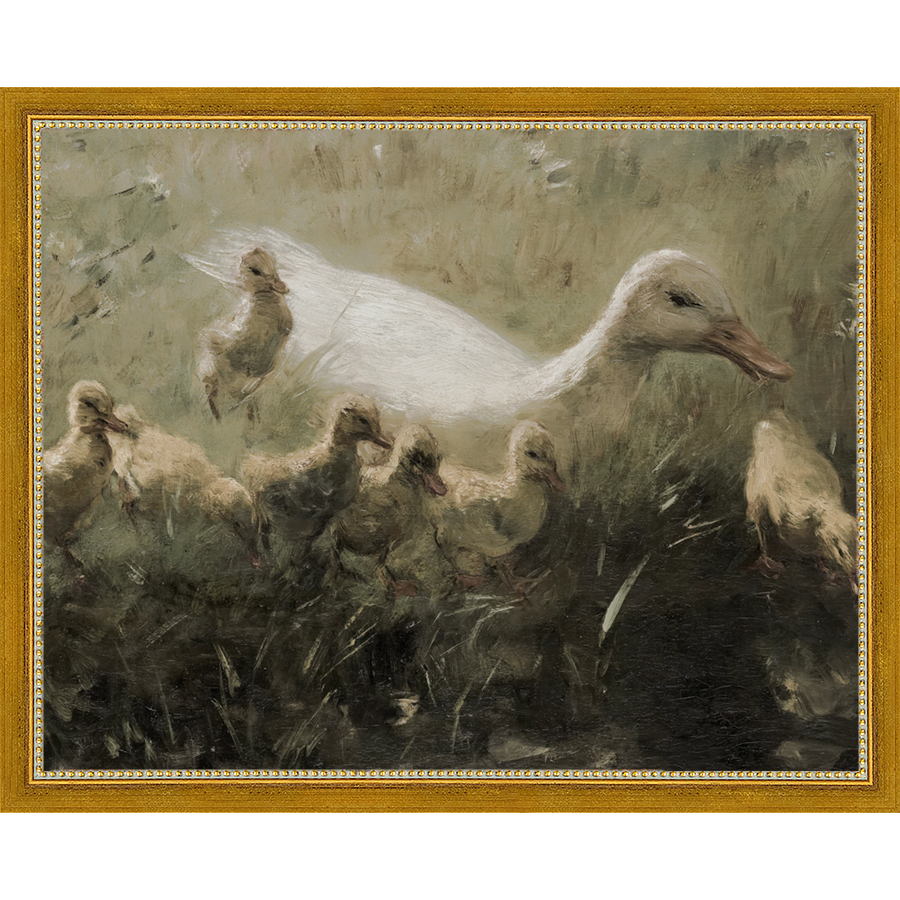 SA320-DUCKLINGS Hand framed in a transitional gold frame. Finished Size: W 15.25 in x H 12.25 in