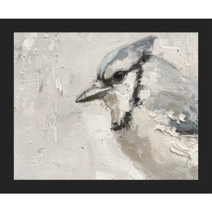 SA321-MISTER JAY Hand framed in a matte black frame. Finished Size: W 11.25 in x H 9.25 in