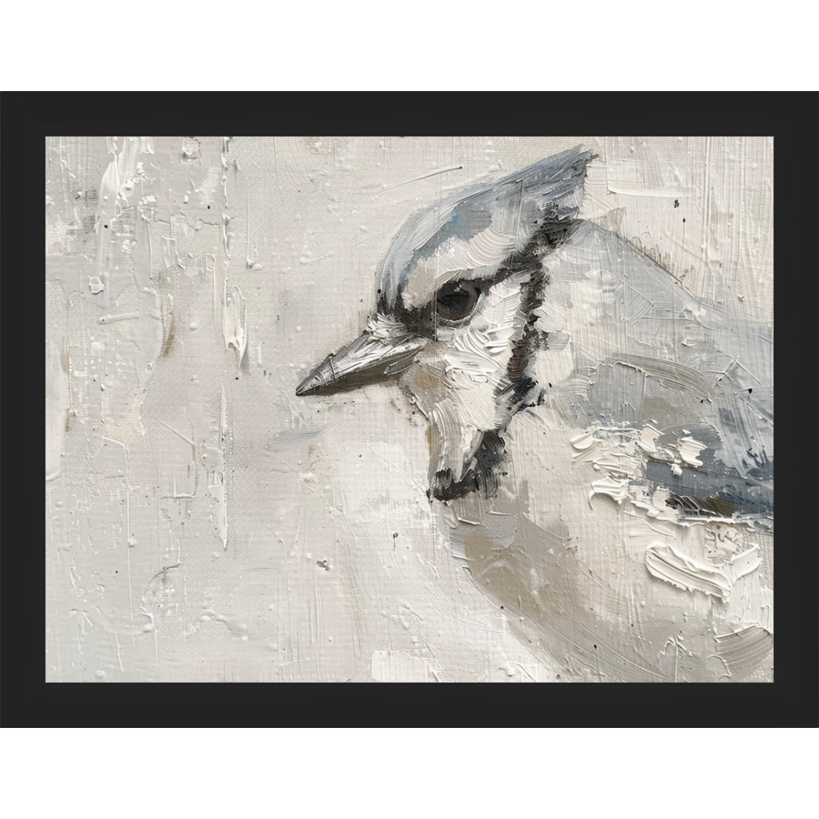 SA321-MISTER JAY Hand framed in a matte black frame. Finished Size: W 13.25 in x H 10.25 in