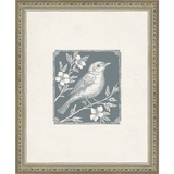 SA322-SONGBIRD I Hand framed in an ornate dark silver frame. Finished Size: W 9.25 in x H 11.25 in