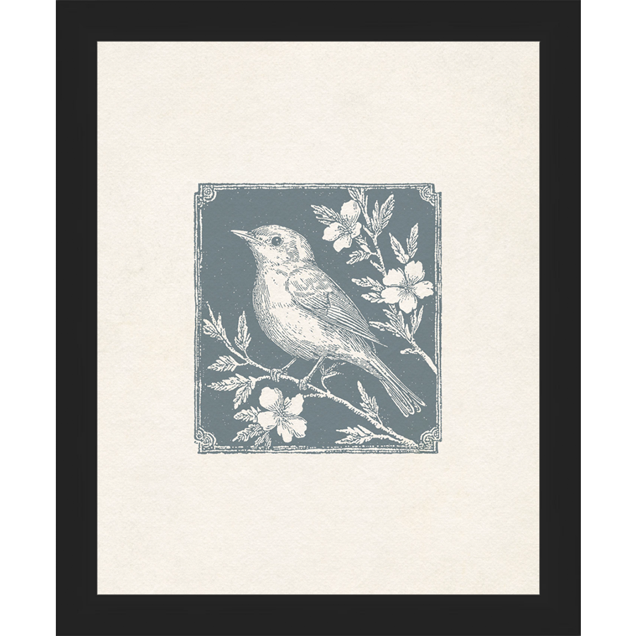 SA323-SONGBIRD II Hand framed in a matte black frame. Finished Size: W 9.25 in x H 11.25 in