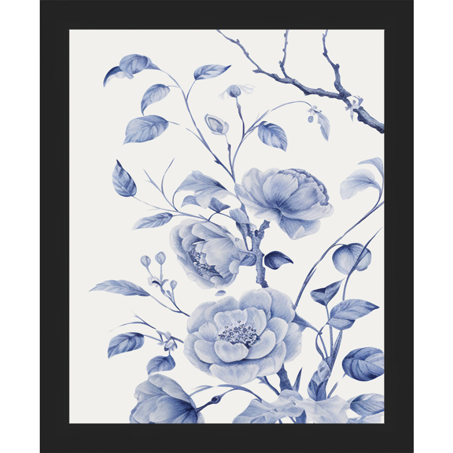 SA324-BIRD IN TREE TRIPTYCH I Hand framed in a matte black frame. Finished Size: W 9.25 in x H 11.25 in