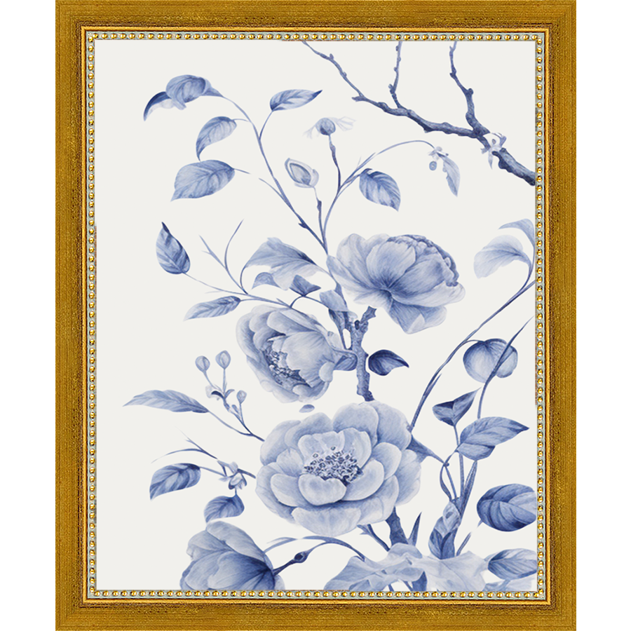 SA324-BIRD IN TREE TRIPTYCH I Hand framed in a transitional gold frame. Finished Size: W 9.25 in x H 11.25 in