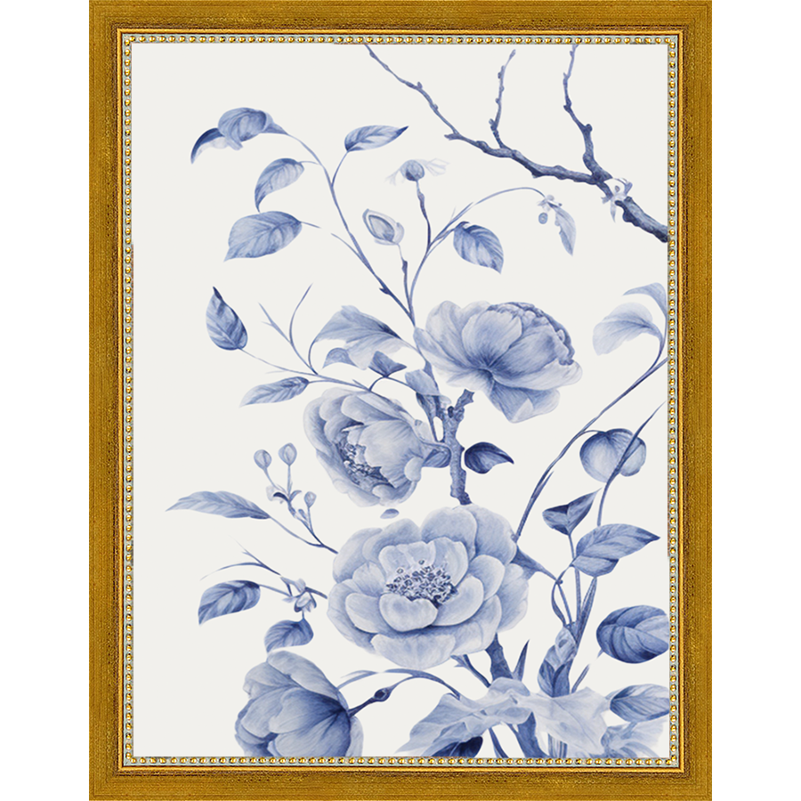 SA324-BIRD IN TREE TRIPTYCH I Hand framed in a transitional gold frame. Finished Size: W 10.25 in x H 13.25 in