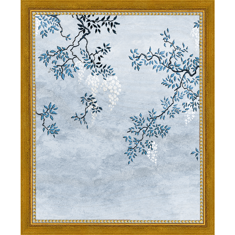 SA327-BLUE TRIPTYCH I Hand framed in a transitional gold frame. Finished Size: W 9.25 in x H 11.25 in