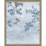 SA327-BLUE TRIPTYCH I Hand framed in an ornate dark silver frame. Finished Size: W 12.25 in x H 15.25 in