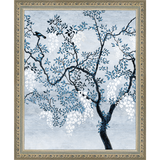 SA328-BLUE TRIPTYCH II Hand framed in an ornate dark silver frame. Finished Size: W 9.25 in x H 11.25 in