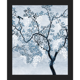 SA328-BLUE TRIPTYCH II Hand framed in a matte black frame. Finished Size: W 9.25 in x H 11.25 in