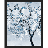 SA328-BLUE TRIPTYCH II Hand framed in a matte black frame. Finished Size: W 12.25 in x H 15.25 in