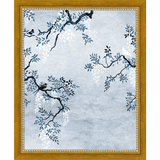 SA329-BLUE TRIPTYCH III Hand framed in a transitional gold frame. Finished Size: W 9.25 in x H 11.25 in