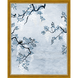 SA329-BLUE TRIPTYCH III Hand framed in a transitional gold frame. Finished Size: W 12.25 in x H 15.25 in