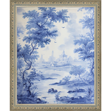 SA330-BLUE JOUY I Hand framed in an ornate dark silver frame. Finished Size: W 9.25 in x H 11.25 in