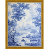 SA330-BLUE JOUY I Hand framed in a transitional gold frame. Finished Size: W 10.25 in x H 13.25 in