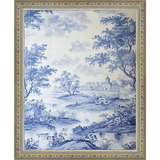 SA331-BLUE JOUY II Hand framed in an ornate dark silver frame. Finished Size: W 9.25 in x H 11.25 in