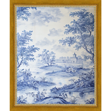 SA331-BLUE JOUY II Hand framed in a transitional gold frame. Finished Size: W 9.25 in x H 11.25 in