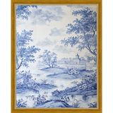 SA331-BLUE JOUY II Hand framed in a transitional gold frame. Finished Size: W 12.25 in x H 15.25 in