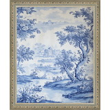 SA332-BLUE JOUY III Hand framed in an ornate dark silver frame. Finished Size: W 9.25 in x H 11.25 in