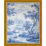 SA332-BLUE JOUY III Hand framed in a transitional gold frame. Finished Size: W 9.25 in x H 11.25 in
