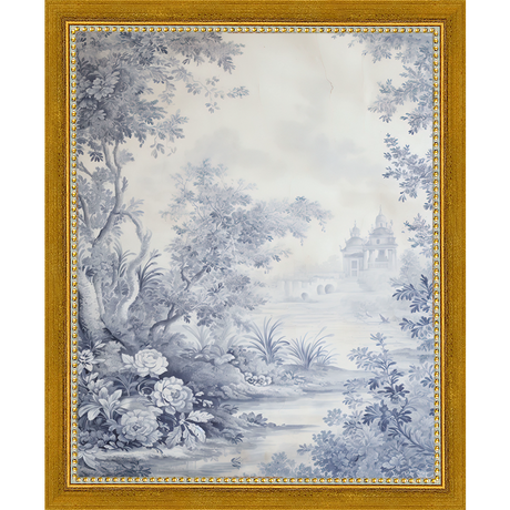 SA333-TOILE LANDSCAPE I Hand framed in a transitional gold frame. Finished Size: W 9.25 in x H 11.25 in