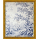 SA334-TOILE LANDSCAPE II Hand framed in a transitional gold frame. Finished Size: W 9.25 in x H 11.25 in