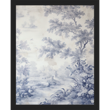 SA334-TOILE LANDSCAPE II Hand framed in a matte black frame. Finished Size: W 12.25 in x H 15.25 in