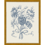 SA335-TOILE BOUQUET I Hand framed in a transitional gold frame. Finished Size: W 12.25 in x H 15.25 in