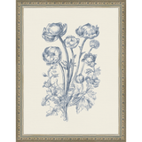 SA336-TOILE BOUQUET II Hand framed in an ornate dark silver frame. Finished Size: W 10.25 in x H 13.25 in