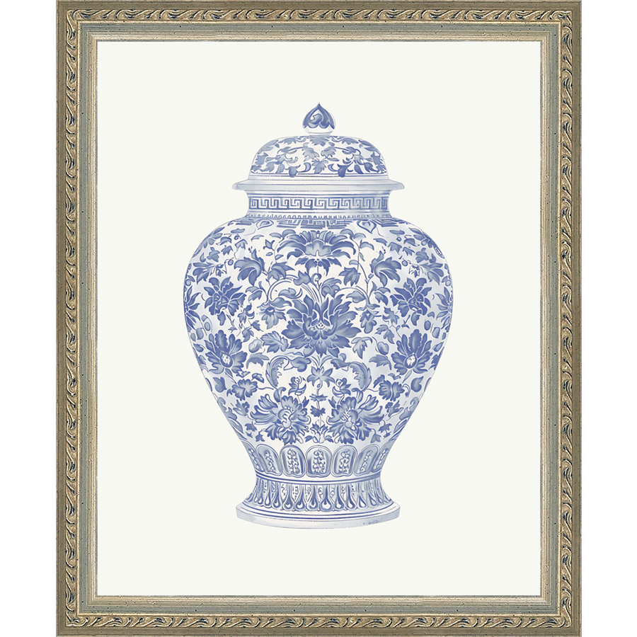 SA338-GINGER JAR II Hand framed in an ornate dark silver frame. Finished Size: W 9.25 in x H 11.25 in