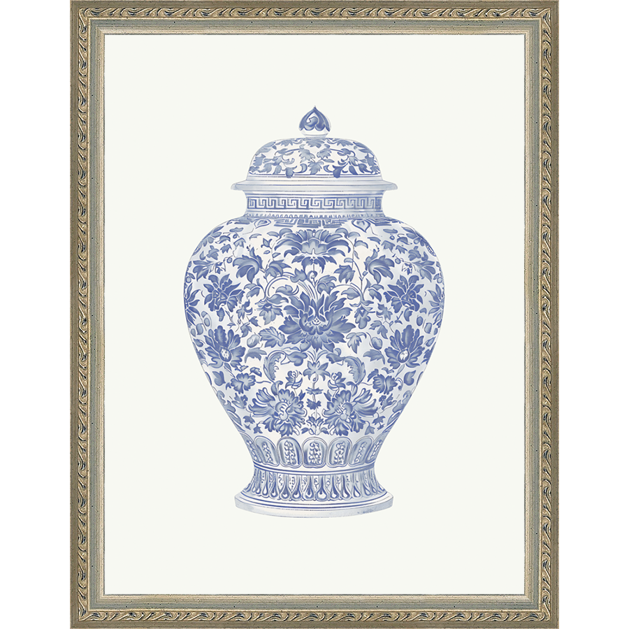 SA338-GINGER JAR II Hand framed in an ornate dark silver frame. Finished Size: W 10.25 in x H 13.25 in
