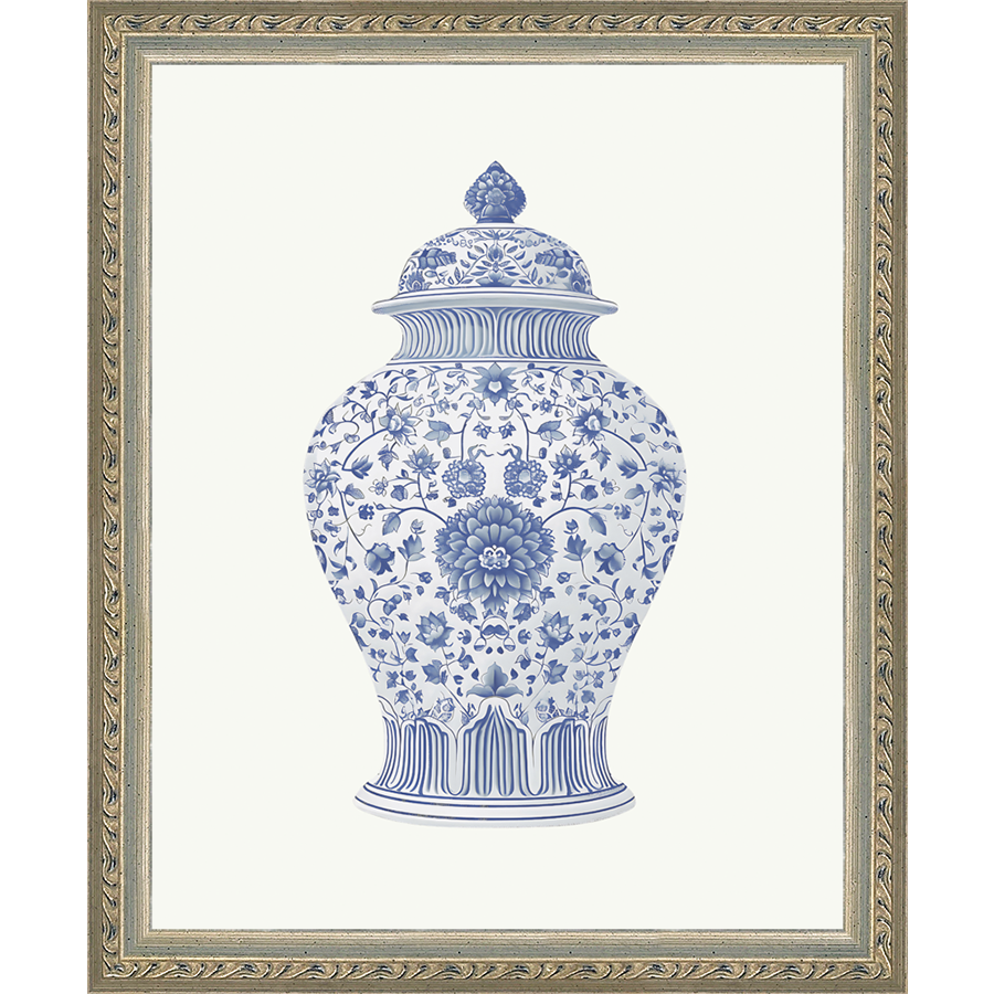 SA339-GINGER JAR III Hand framed in an ornate dark silver frame. Finished Size: W 9.25 in x H 11.25 in