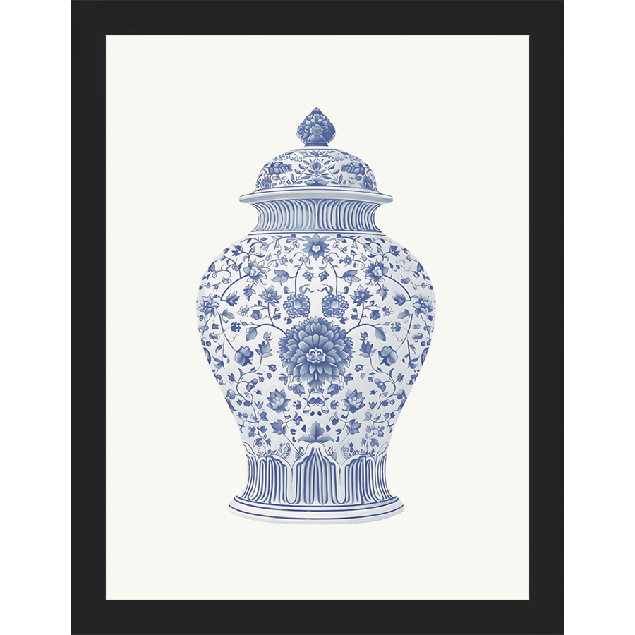 SA339-GINGER JAR III Hand framed in a matte black frame. Finished Size: W 10.25 in x H 13.25 in
