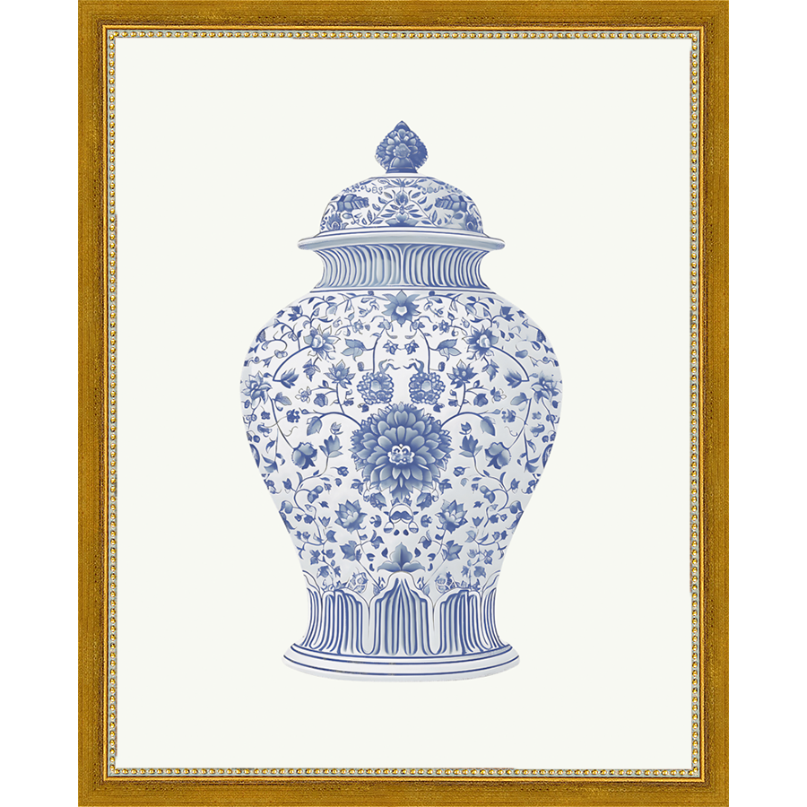SA339-GINGER JAR III Hand framed in a transitional gold frame. Finished Size: W 12.25 in x H 15.25 in