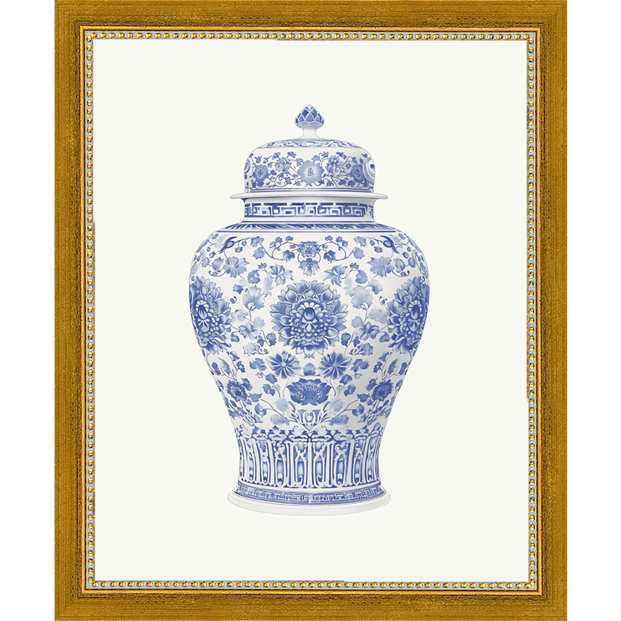 SA340-GINGER JAR IV Hand framed in a transitional gold frame. Finished Size: W 9.25 in x H 11.25 in