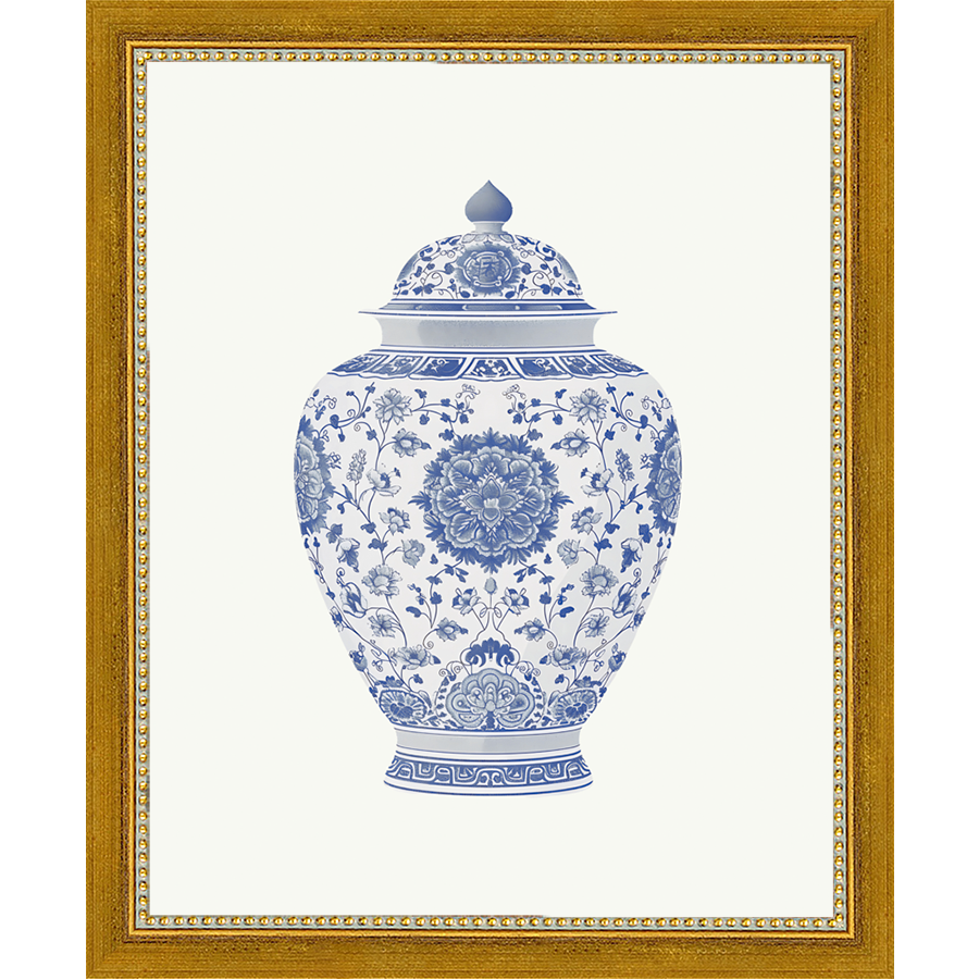 SA341-GINGER JAR V Hand framed in a transitional gold frame. Finished Size: W 9.25 in x H 11.25 in