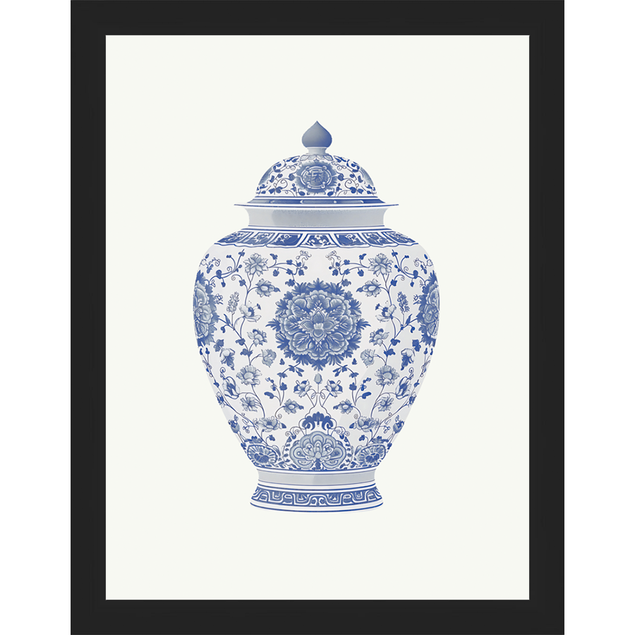 SA341-GINGER JAR V Hand framed in a matte black frame. Finished Size: W 10.25 in x H 13.25 in