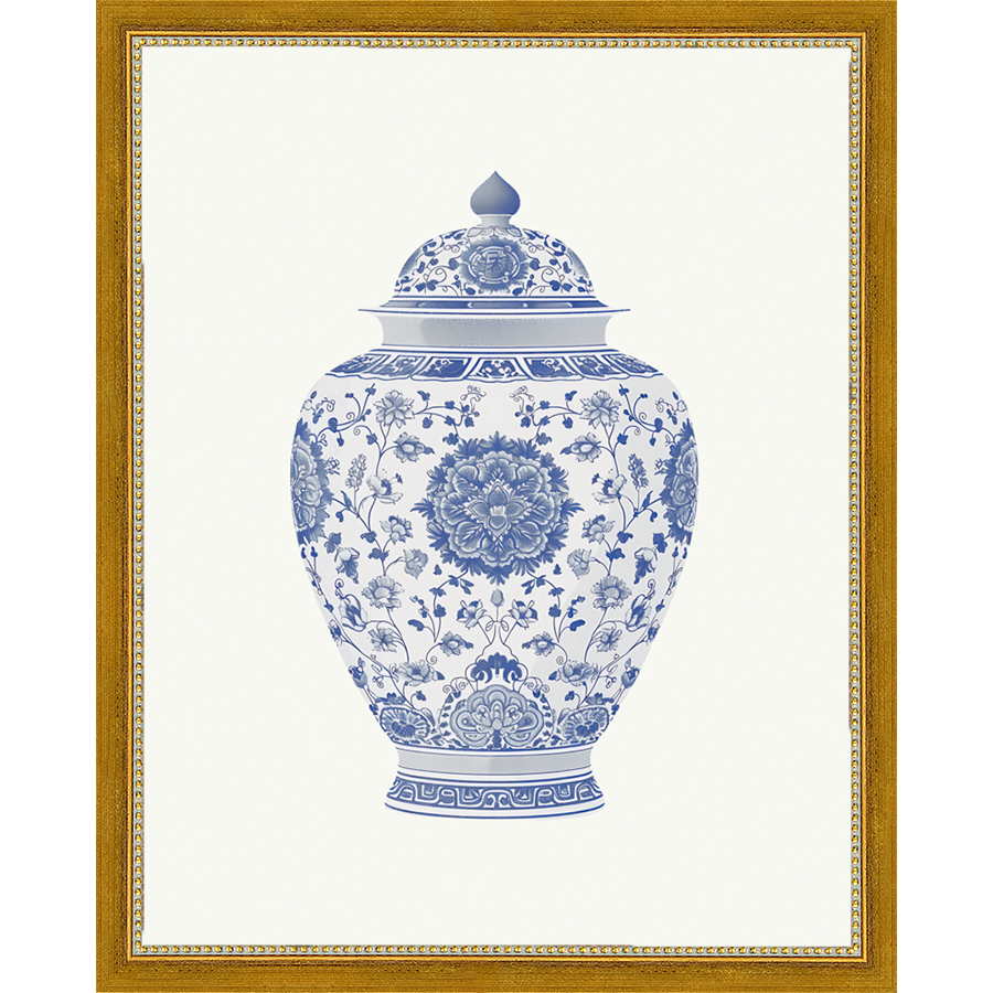 SA341-GINGER JAR V Hand framed in a transitional gold frame. Finished Size: W 12.25 in x H 15.25 in