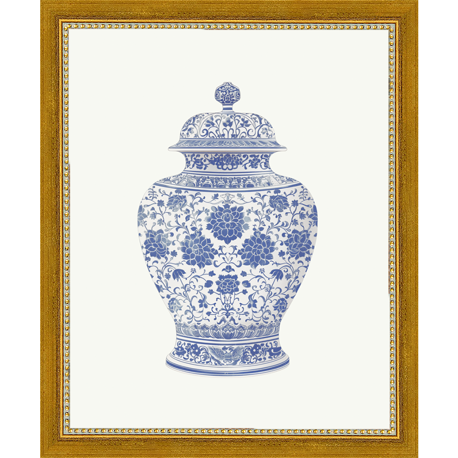 SA342-GINGER JAR VI Hand framed in a transitional gold frame. Finished Size: W 9.25 in x H 11.25 in