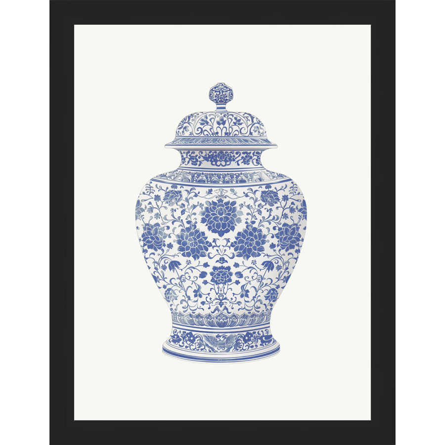 SA342-GINGER JAR VI Hand framed in a matte black frame. Finished Size: W 10.25 in x H 13.25 in