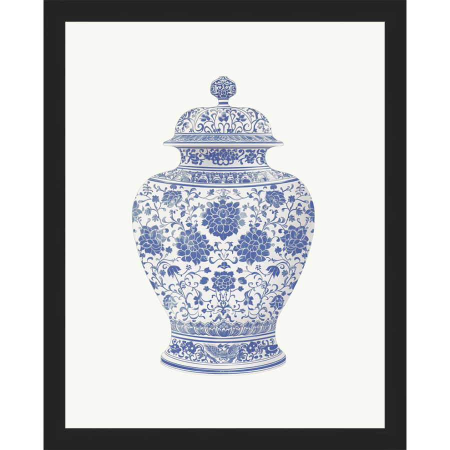 SA342-GINGER JAR VI Hand framed in a matte black frame. Finished Size: W 12.25 in x H 15.25 in