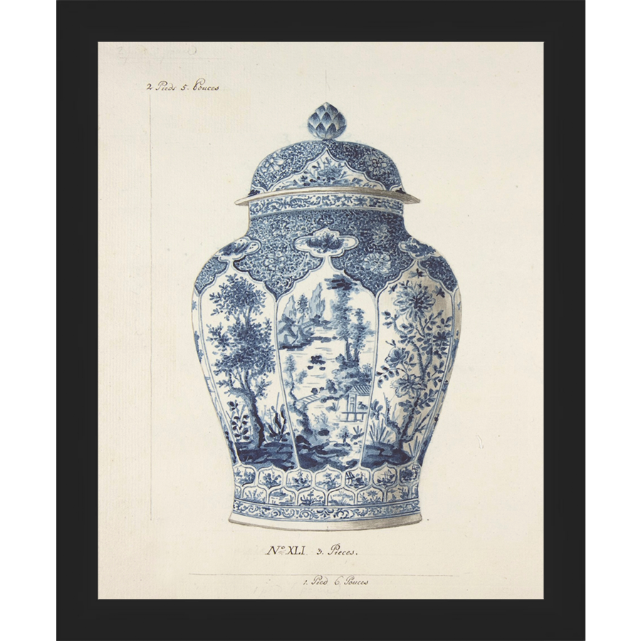 SA343-VINTAGE GINGER JAR I Hand framed in a matte black frame. Finished Size: W 9.25 in x H 11.25 in