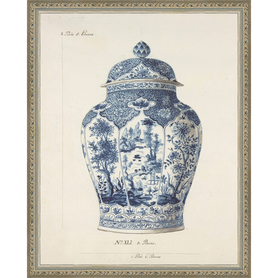 SA343-VINTAGE GINGER JAR I Hand framed in an ornate dark silver frame. Finished Size: W 12.25 in x H 15.25 in