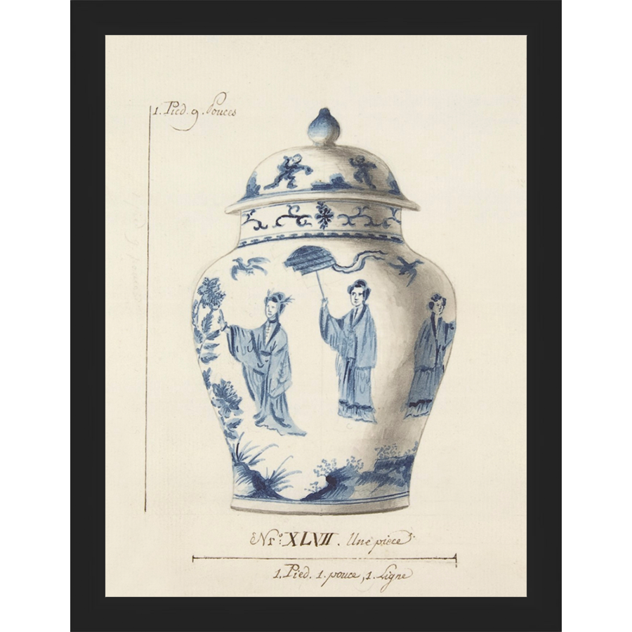 SA344-VINTAGE GINGER JAR II Hand framed in a matte black frame. Finished Size: W 10.25 in x H 13.25 in