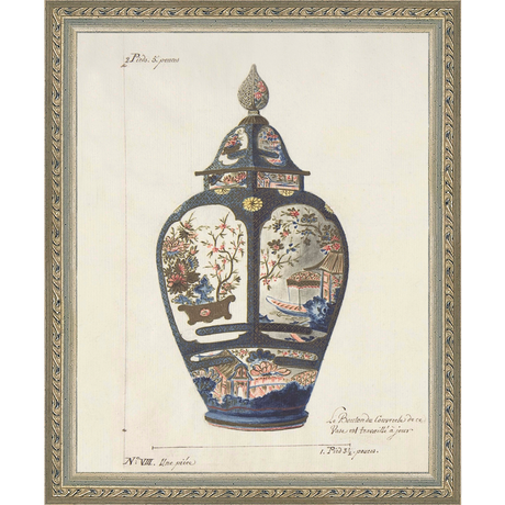 SA345-VINTAGE GINGER JAR III Hand framed in an ornate dark silver frame. Finished Size: W 9.25 in x H 11.25 in