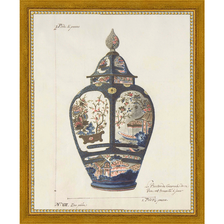 SA345-VINTAGE GINGER JAR III Hand framed in a transitional gold frame. Finished Size: W 9.25 in x H 11.25 in