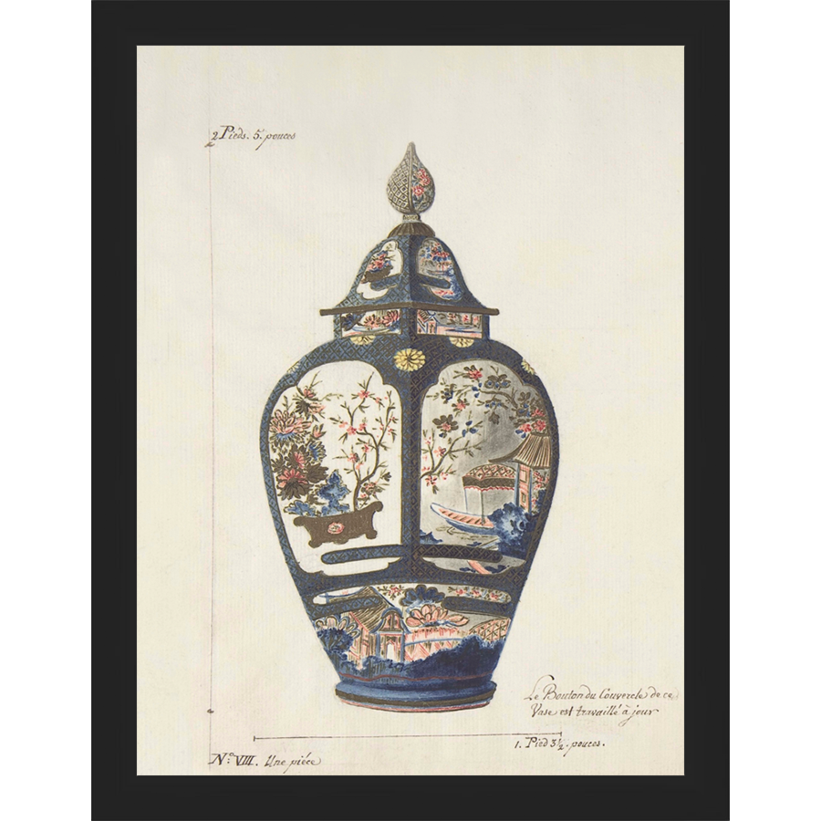 SA345-VINTAGE GINGER JAR III Hand framed in a matte black frame. Finished Size: W 10.25 in x H 13.25 in