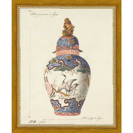 SA346-VINTAGE GINGER JAR IV Hand framed in a transitional gold frame. Finished Size: W 9.25 in x H 11.25 in