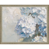 SA347-BLUE HYDRANGEAS Hand framed in an ornate dark silver frame. Finished Size: W 15.25 in x H 12.25 in