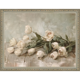 SA349-WHITE TULIPS Hand framed in an ornate dark silver frame. Finished Size: W 13.25 in x H 10.25 in